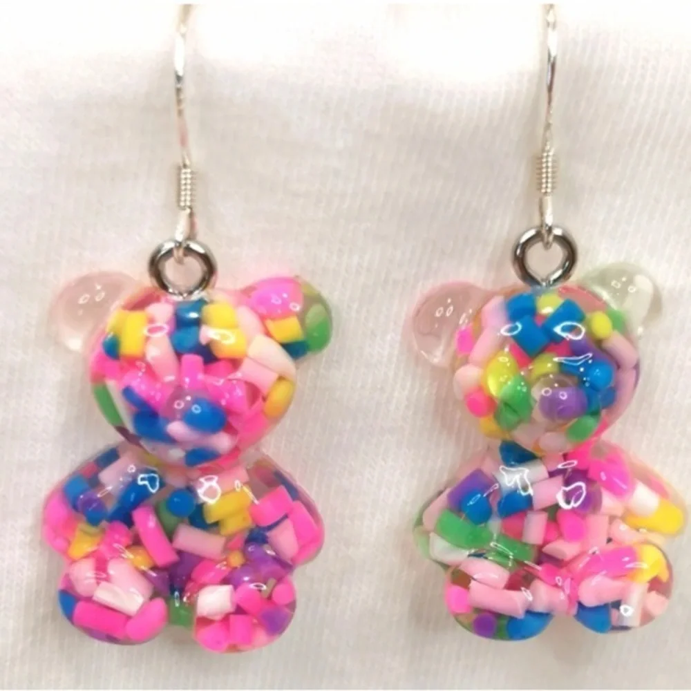 NWT - Sprinkle Candy Rainbow Resin 3D Earrings Set
